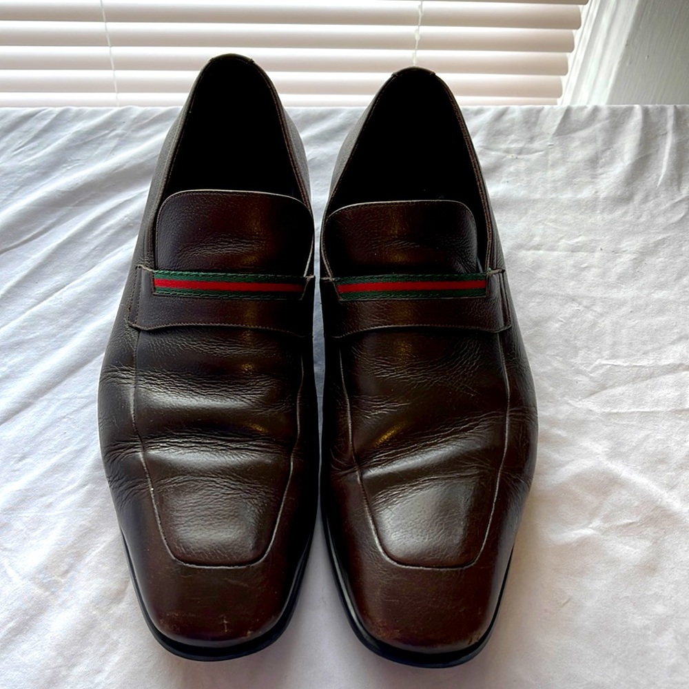 Gucci dark brown dress shoes for men size 10.5